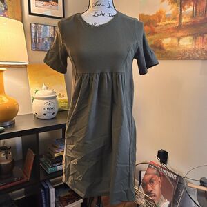 English Factory Anthropologie Dress Womens Green Short‎ Sleeve Cottage Size XS